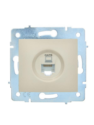 Розетка компьютерная 1-м СП ASTI IP20 RJ45 механизм Cat 6e крем. LEZARD 7081-0388-140