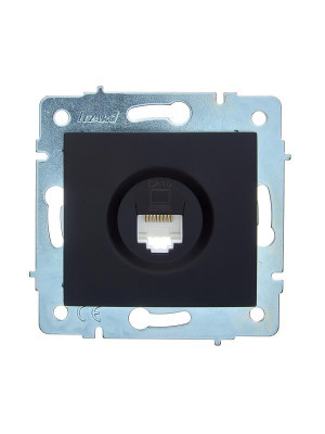 Розетка компьютерная 1-м СП ASTI IP20 RJ45 механизм Cat 6e черн. бархат LEZARD 7081-4288-140
