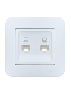 Розетка компьютерная 2-м СП ASTI IP20 RJ45 в сборе бел. LEZARD 7081-0202-141