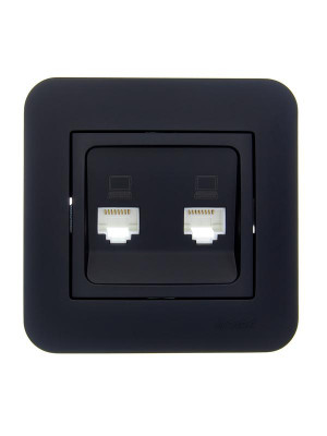Розетка компьютерная 2-м СП ASTI IP20 RJ45 в сборе черн. бархат LEZARD 7081-4242-141