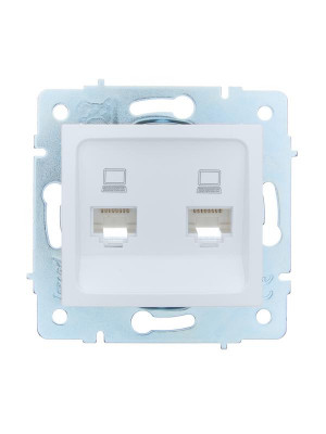 Розетка компьютерная 2-м СП ASTI IP20 RJ45 механизм бел. LEZARD 7081-0288-141