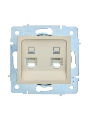 Розетка компьютерная 2-м СП ASTI IP20 RJ45 механизм крем. LEZARD 7081-0388-141