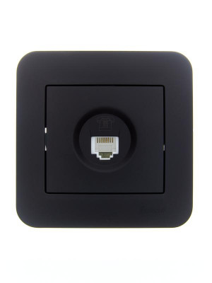 Розетка телефонная евро 1-м СП ASTI IP20 RJ11 в сборе черн. бархат LEZARD 7081-4242-137