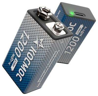 Аккумулятор крона Li-ion 9В 1200мВт.ч (блист.1шт) КОСМОС KOCLi9V1200mAh1BL