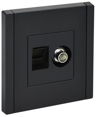 Розетка 2-м TV+RJ45 кат.6 FORTE&PIANO FP137 черн. IEK FP-AK20-2-K02