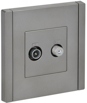 Розетка 2-м TV+SAT FORTE&PIANO FP538 сталь IEK FP-AF20-O-K46