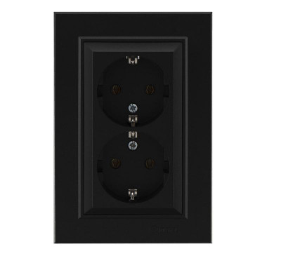 Розетка двойная с заземления Karea черн. Makel 56054082