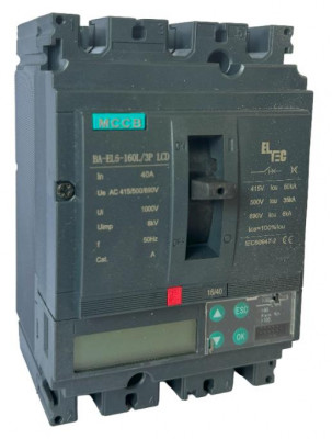 Выключатель автоматический MCCB BA-EL6-160L/3P 40А LCD (электронный Micrologic 5.0А ICU:50KA) ELTEC 1351040
