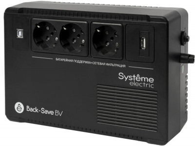 Источник бесперебойного питания Back-Save BV 400В.А AVR 3 Schuko 230В 1 USB-A BVSE400RS SE 1894499