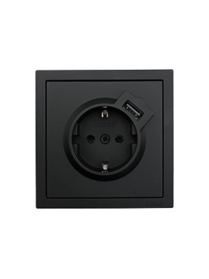 Розетка 1-мест. с/з+USB разъем СП ZIMA IP20 черн. бархат LEZARD 704-4288-181