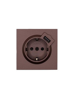 Розетка 1-мест. с/з+USB разъем СП ZIMA IP20 шоколад LEZARD 704-7388-181