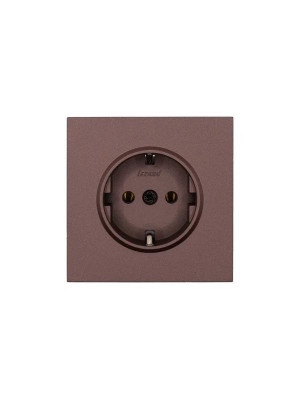 Розетка 1-мест. с/з ПБТ СП ZIMA IP20 16А безвинт. зажим шоколад LEZARD 704-7388-122BQC