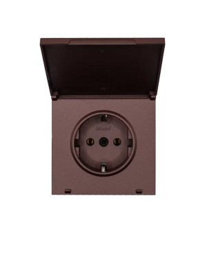 Розетка 1-мест. с/з с крышкой ПБТ СП ZIMA IP20 16А безвинт. зажим шоколад LEZARD 704-7388-123BQC
