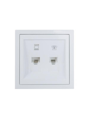 Розетка компьютер+телефон с модулем Cat 6 СП ZIMA бел. LEZARD 704-0288-144