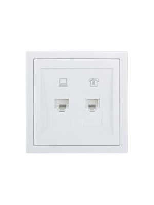 Розетка компьютер+телефон СП ZIMA бел. LEZARD 704-0288-143