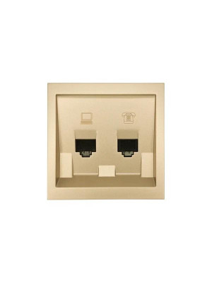 Розетка компьютер+телефон СП ZIMA IP20 зол. LEZARD 704-3688-143