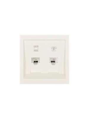 Розетка компьютер+телефон СП ZIMA IP20 с модулем Cat 6 слон. кость LEZARD 704-9088-144