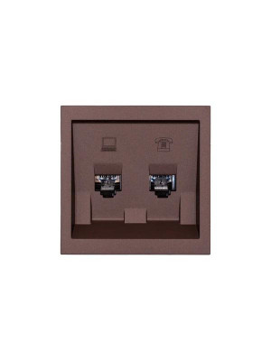 Розетка компьютер+телефон СП ZIMA IP20 шоколад LEZARD 704-7388-143