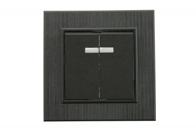 Выключатель 2-клав. с подсветкой Karea LINE STAR чер.Makel 86054023