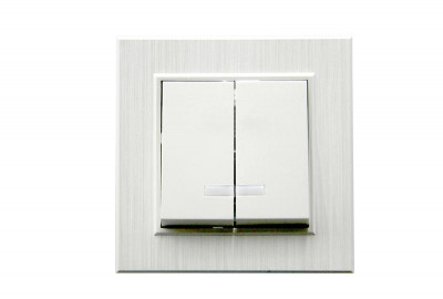 Выключатель 2-клав. с подсветкой Karea LINE STAR жемчуж. Makel 86100023