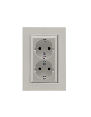 Розетка 2-я Karea LINE STAR с заземл. жемчуж. Makel 86100082