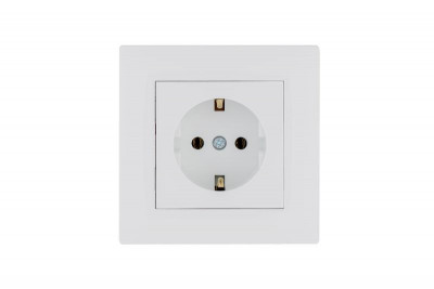 Розетка 1-м керамика Karea RIZZ с заземл. бел. Makel 88001008