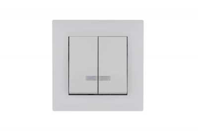 Выключатель 2-клав. с подсветкой Karea RIZZ бел. Makel 88001023