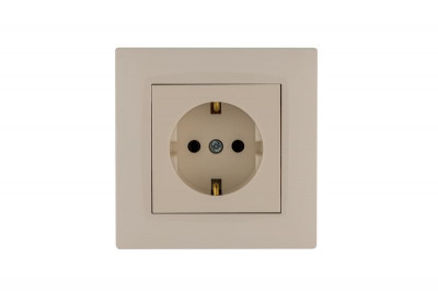 Розетка 1-м Karea RIZZ с заземл. крем Makel 88010028