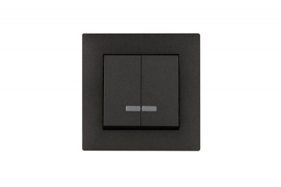 Выключатель 2-клав. с подсветкой Karea RIZZ STAR дым. металлик Makel 88050023