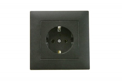 Розетка 1-м Karea RIZZ STAR с заземл. чер. Makel 88054028