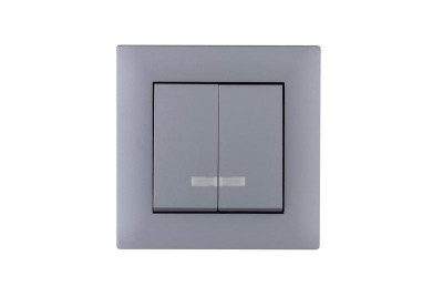 Выключатель 2-клав. с подсветкой Karea RIZZ STAR сер. Makel 88065023