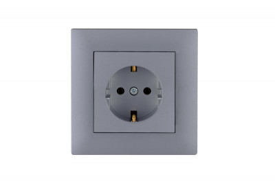 Розетка 1-м Karea RIZZ STAR с заземл. сер. Makel 88065028