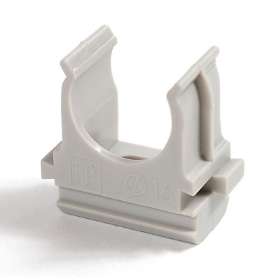 Держатель для труб (клипса) d16мм АБС-пластик в п/э (уп.100шт) Промрукав PR.02616
