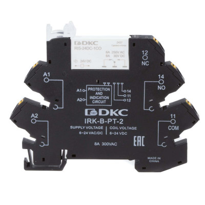 Реле интерфейсное 1CO ком. ток 6А AgSnO2 напряжение 24В AC/DC push-in клеммы DKC IRK-24UC-1CO-PT