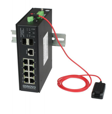 Коммутатор промышленный управляемый (L2+) Hi PoE SW-80802/ILS(port 90Вт 300Вт) Gigabit Ethernet на 8GE PoE + 2 GE SFP порта с функцией мониторинга температуры/ OSNOVO 13744
