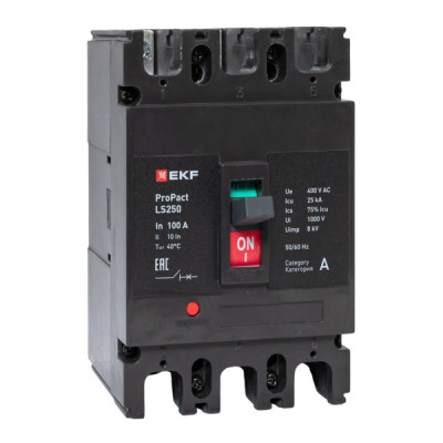 Выключатель автоматический 3п 100А 25кА LS250 ProPact EKF mccb-250-25-3-100-ls