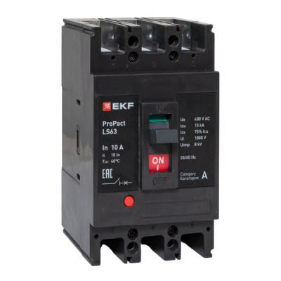 Выключатель автоматический 3п 10А 15кА LS63 ProPact EKF mccb-63-15-3-10-ls
