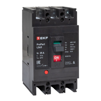 Выключатель автоматический 3п 25А 15кА LS63 ProPact EKF mccb-63-15-3-25-ls