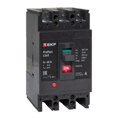 Выключатель автоматический 3п 40А 15кА LS63 ProPact EKF mccb-63-15-3-40-ls