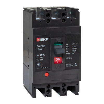 Выключатель автоматический 3п 50А 15кА LS63 ProPact EKF mccb-63-15-3-50-ls