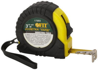 Рулетка Хард 3мх16мм прорезиненный корпус FIT 17203