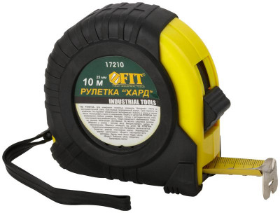 Рулетка Хард 10мх25мм прорезиненный корпус FIT 17210