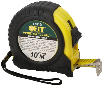 Рулетка Профи Стайл 10мх25мм прорезиненный корпус FIT 17310