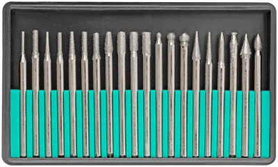 Набор шарошек усиленная сталь с алмазным напылением штифт d3мм (уп.20шт) FIT 36485