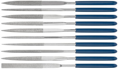 Набор надфилей алмазных ПВХ ручка 3х140/50мм (уп.10шт) FIT 42171