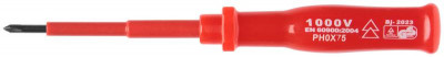 Отвертка изолированная 1000В CrV сталь пластик. ручка РН0 х 75мм FIT 55806