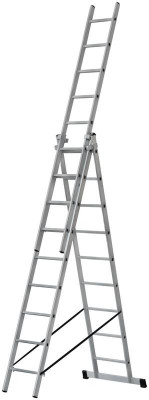 Лестница трехсекционная 3х9 H=257/426/591см 11.18кг алюм. FIT 65434