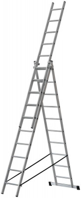 Лестница трехсекционная 3х10 H=285/481/674см 12.19кг алюм. FIT 65435