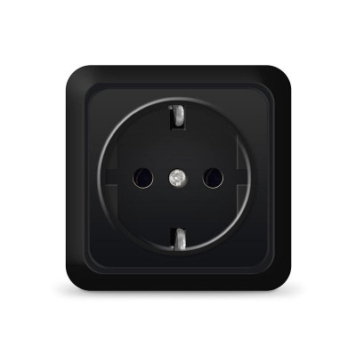 Розетка 1-м ОП Олимп 16А IP20 с заземл. черн. Universal 2227