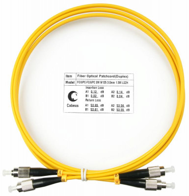 Шнур оптический duplex FC-FC FOP(d)-9-FC-FC-1.5м 9/125см 1.5м LSZH Cabeus 7488c